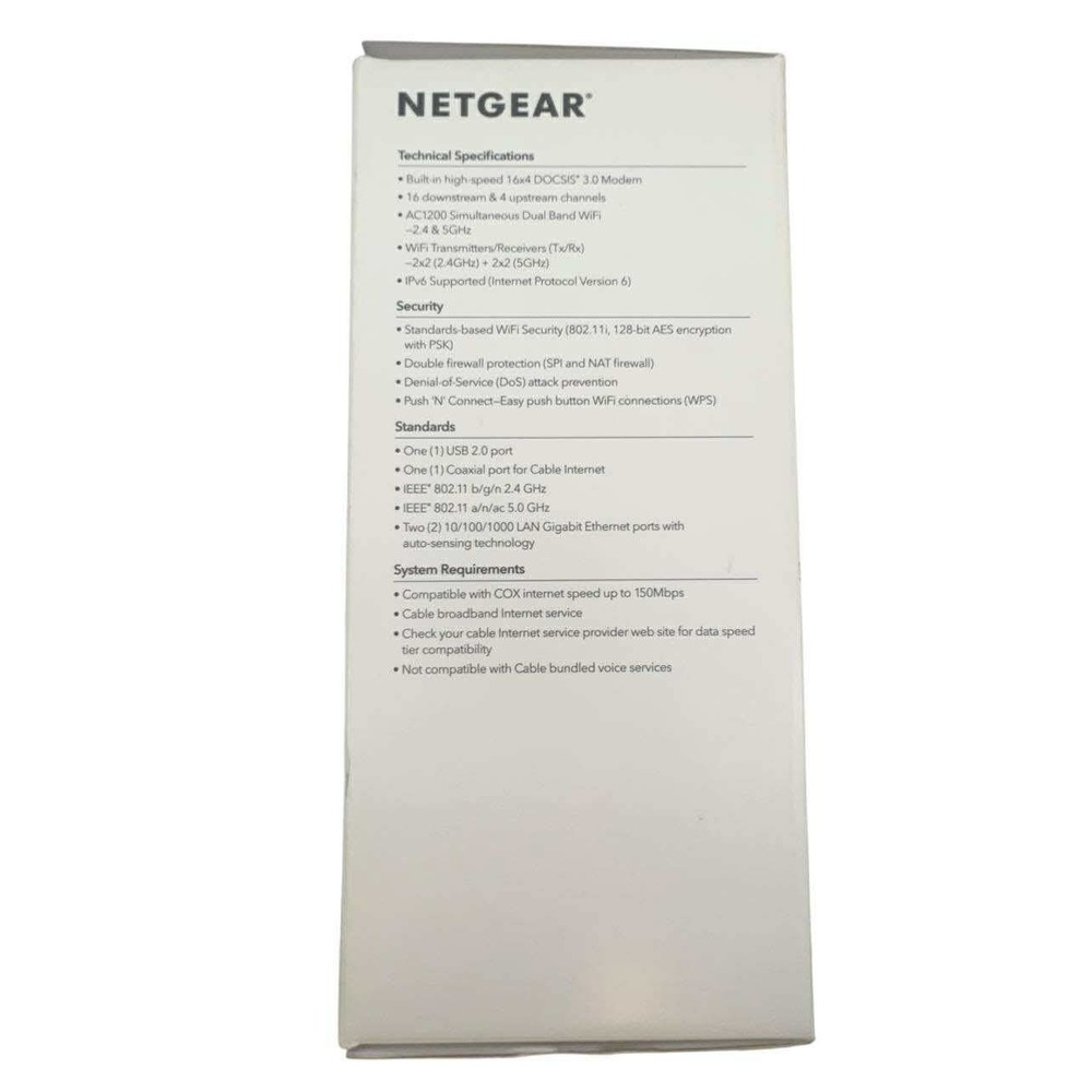 NETGEAR AC1200 WiFi Cable Modem Router C6230 DOCSIS 3.0 Dual Band Gigabit NEW - Picture 7 of 13